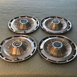 Set of 4 Vintage 1962 Chevy Impala Silver Blue Hubcap Wheel Covers Factory